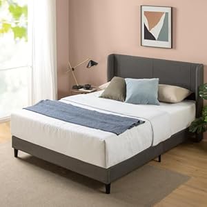 Zinus Sasha Bett Dunkelgrau mit Wingback Kopfteil