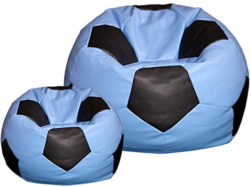 Set 2 puf, puf, pouff, bagfootball de frijoles, fútbol 100 cm XXL + reposapiés de 40 cm Cover