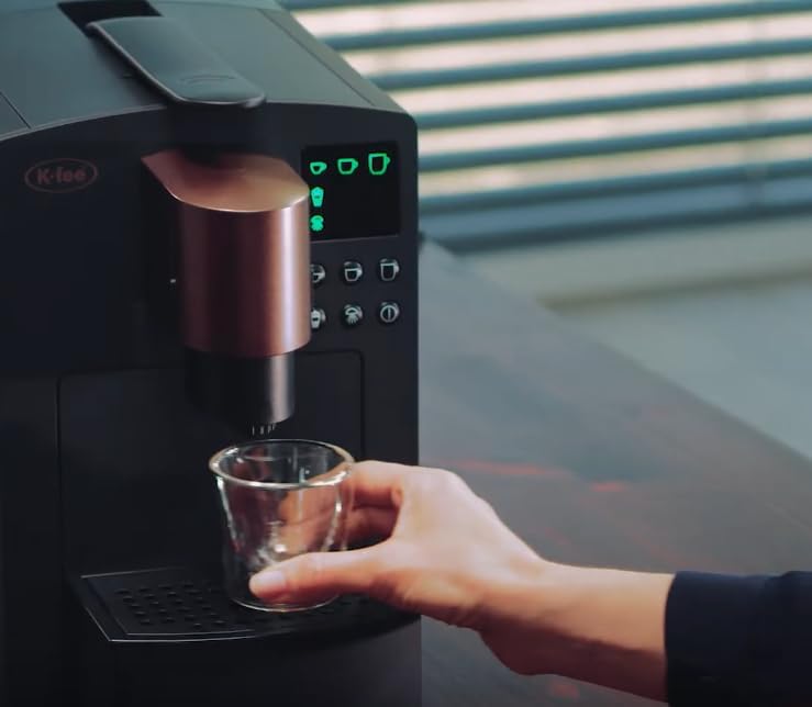 Close-up of K-FEE Grande control panel with illuminated buttons