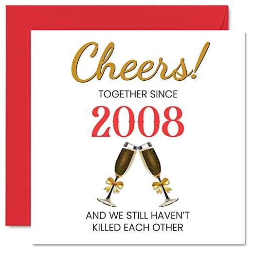 Divertida tarjeta de 14 aniversario para marido, esposa, juntos desde 2008, regalos de I Love You, tarjetas de felicitación para decimocuarto aniversario