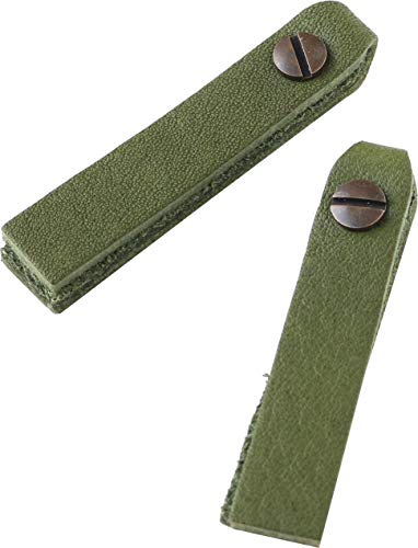 NBK 本革 ファスナー引き手パーツ スクエア型 ネジ式カシメ付き 約10mm×48mm グリーン LSS-G