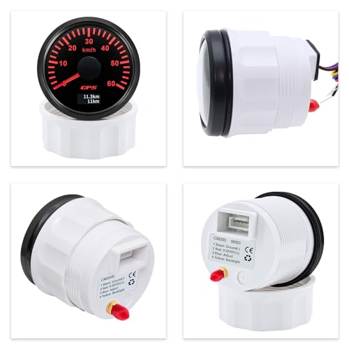 52mm Geschwindigkeitsmesser Boot GPS Tacho Kilometerzähler 0-60Km/H Wasserdichter IP67 7-Farben Tachometer Messgerät für Auto Boot Yacht 12V/24V …