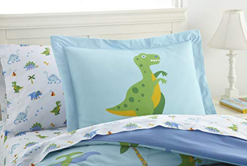 Image of Wildkin Lightweight Full Comforter Set, 100% Cotton Full Comforter with Embroidered Details, Includes Two Matching Shams, Coordinates with Other Room Decor, Olive Kids Design,Dinosaur Land