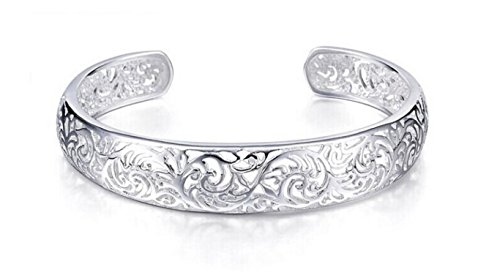 Chandria's Treasures Sterling Silver Hollow Flower Filigree Bracelet Bangle - Holiday Sale