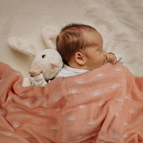 Image of GLLQUEN BABY Muslin Swaddle Blankets 4-Pack Breathable Receiving Blankets (35 inch x 40 inch) Soft Baby Blankets for Girls and Boys Newborn Essentials Muslin Burp Cloths Swaddle Wrap Baby Gift (Sun)