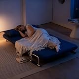 HOMCOM 2 Seater Sofa Bed, Click Clack Convertible Bed Settee, Modern Faux Suede Upholstered Sofa with 2 Pillows for Living Room, Guest Room, Dark Blue - Image 8