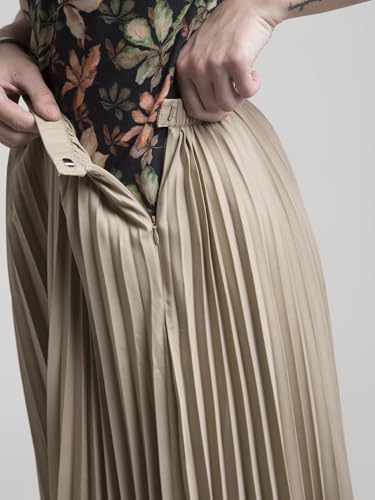 Image of FableStreet Women Skirt Casual & Festive | Elegant Flared Fit High Rise Knife Pleats All-Over Floral Print | Wrinkle-Resistant Woven Fabric for Summer & Outings
