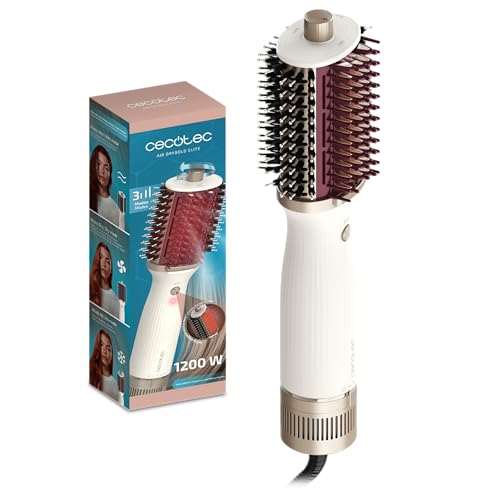 Cecotec Cepillo de Aire Moldeador con Placa Calefactora Air DryBold Elite. 1200W, 3 Modos: seca, moldea y alisa, Tecnología Iónica, Revestimiento de Cerámica, Función Aire Frío, Punta Fría