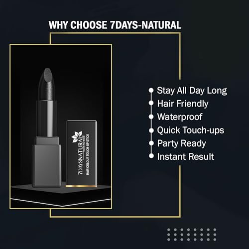 Image of 7DAYSNATURAL Instant Grey Hair Coverage Touch Up Stick (Black, 4g) | Waterproof & Smudge-Resistant Root Concealer | Quick Fix for Grey Hair | Easy On-the-Go Hair Color