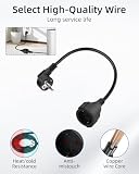 YANBORONSN Schuko 90° Krótki przedłużacz, 3G1,5mm² z wtyczką męską i wtyczką żeńską, przedłużacz uziemienia, czarny
