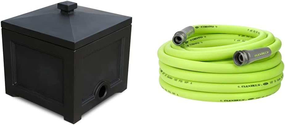 Mayne Inc 5858-B Fairfield, Black Garden Hose Bin, One Size & Flexzilla Garden Hose 5/8 in. x 50 ft, Heavy Duty, Lightweight, Drinking Water Safe, ZillaGreen - HFZG550YW-E