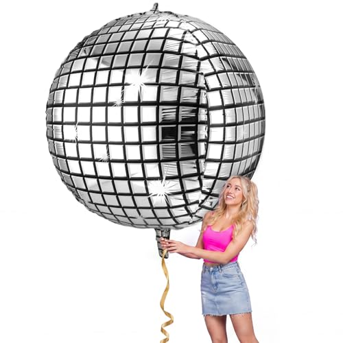 Leitee 6 Pcs 50 Inch Big Disco Ball Balloon 70s Disco Balloons Party Decor