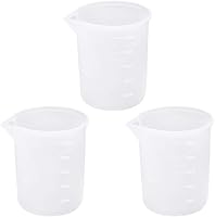 SUMAJU 3 Pack 100ml Silicone Measuring Cups for Resin - Non-Stick Precise Scale Mixing Cups for DIY Crafts, Epoxy, Slime, Jewelry