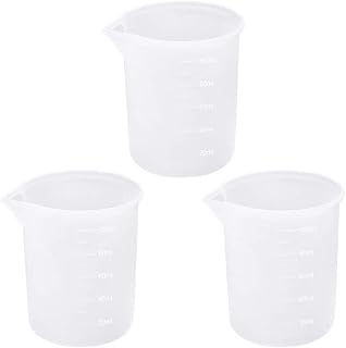 SUMAJU 3 Pack 100ml Silicone Measuring Cups for Resin - Non-Stick Precise Scale Mixing Cups for DIY Crafts, Epoxy, Slime, Jewelry