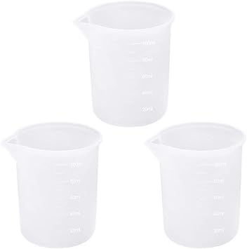 3 PCS Silicone Measuring Cups, 100ml Silicone Cups for Resin Non-Stick Mixing Cups Resin Measuring Cups Tool with Precise Scale for Resin DIY Craft