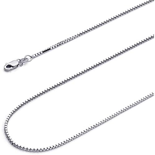 14k REAL Yellow/White/Rose Gold Solid 1.2mm, 1mm, 0.8mm, 0.6mm, 0.5mm Box Link Chain Necklace with Lobster Claw Clasp