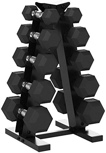 CAP Barbell 150-lb Hex Dumbbell Weight Set with Vertical Rack