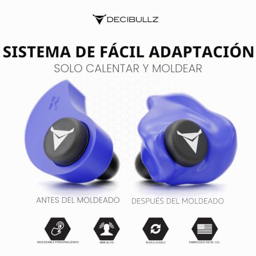Decibullz tapones moldeables a medida de 31 dB en azul 2