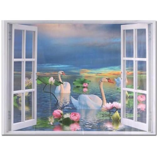 Diamante pintura completo de cisne para decorar el salón con manualidades de adultos