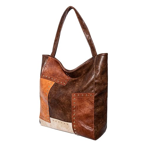 Sac fourre-tout vintage en cuir souple marron pour femme style hobo