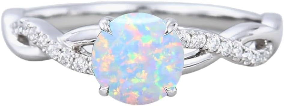 Opal Engagement Rings for Women 1CT Opal and Moissanite Engagement Ring 925 Sterling Silver 10K 14K 18K Gold October Birstone Ring