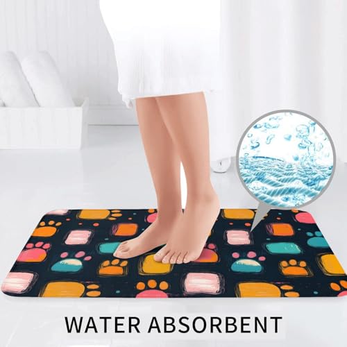 Tapis de bain absorbant antidérapant motif pattes lavable en forme de U