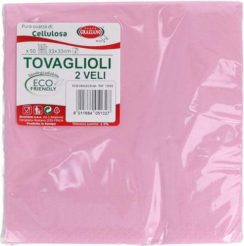 Servilletas de papel desechables, 50 unidades, formato 33 x 33, rosa