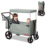 Foldable Wagon, Baby Stroller, Outdoor Play Rolling Cart, Beach Cart, Outside Toys for Toddlers 1-3, Radio Flyer Atlas Stroller Wagon for Kids Ages 1+ Years, Sage Green
