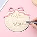 Nogeqi Hello World Newborn Sign Baby Name Announcement Sign Bow Birth Announcement Sign for Hospital Baby Welcome for Boys and Girls Photo Props Shower Nursery
