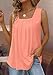 Ruffled Square Collar Casual Tank Summer Casual Fashion Camping Seaside Party Sleeveless Tank Women's Mother top Vest(X-Large,Pink)