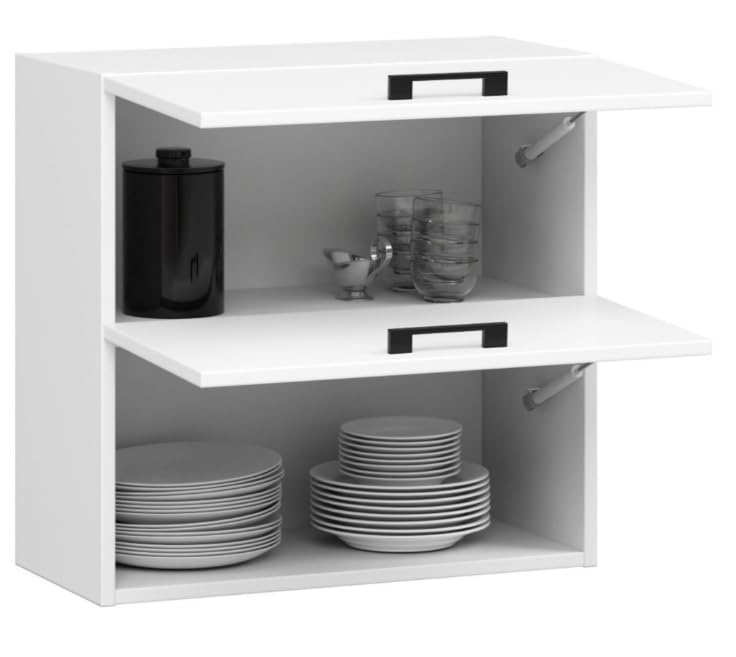 BDW - Armario Pared Doble Oliwia G2 W Blanche - 60x30x58cm - A Pared - Completo - Armario Doble - Vaiselle - Almacenamiento