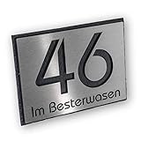 Zeitloses Design - Individuelle Hausnummer aus Schiefer und Edelstahl 150 x 200 mm (B x H)