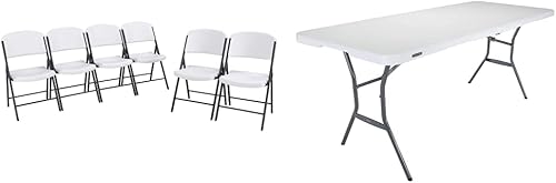 Lifetime Sillas plegables de grado comercial paquete de 6 granito blanco y mesa comercial plegable 25011 6 pies granito blanco