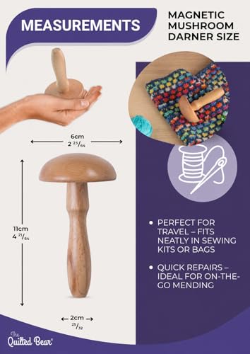 Image of The Quilted Bear Wooden Darning Mushroom to Mend Socks, Repair Clothes