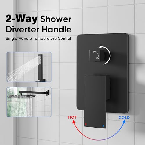 Image of ESNBIA Rain Shower Head with Handheld Spray Combo, 10 inch Matte Black