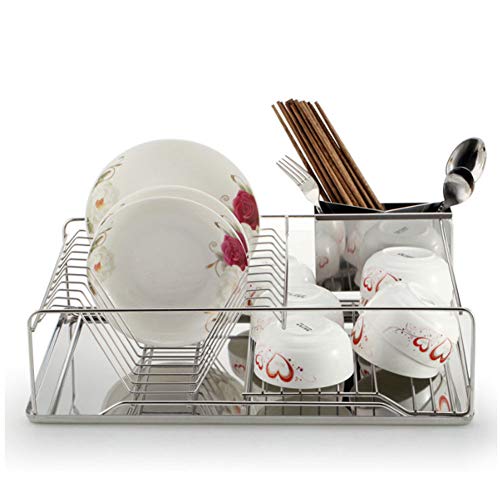 BOCbco Sink Dish Drying Rack Stainless Steel Dish Rack Drain Board Utensil Holder for Kitchen Counter Top Storage Rack,Metal Mesh Dish Drainer Silver