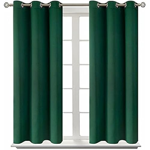 BGment Blackout Curtains for Bedroom - Grommet Thermal Insulated Room Darkening Drapes for Living Room, Set of 2 Panels (38 x 45 Inch, Emerald Green)