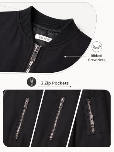 Image of WELAKEN Lightweight Multiple Pockets Zip Up Bomber Jacket for Girls Toddler & Kids II Little Girl's Casual Flight Crop Jacket