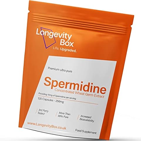 Spermidine Supplement - 10mg x 120 Wheat Germ Extract Capsules - 99% Pure with Maximum Absorption and 3rd Party Certification Cover