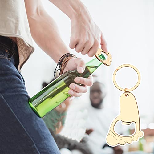 YILANJIN Schlüsselanhänger, 10 Stück Fußform Soda-Bier Bierflaschenöffner mit Organzabeuteln, Tragbar Metall Flaschenöffner für Hochzeit, Entzückende Schlüsselanhänger für Camping, Geschenk, Party