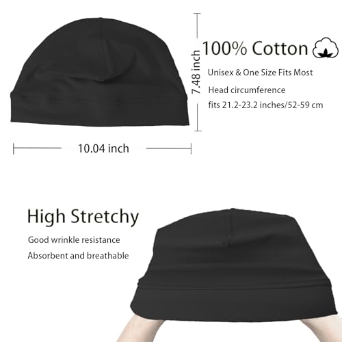 Image of vidsel 100% Cotton Skull Caps Beanie Night Cap Sleep Hats for Men Women | Breathable,Soft,Lightweight Skully Cap,Running Beanie Cycling Helmet Liner,Wicking Head Cover,CPAP Chemo Bald Cap