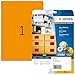 Produktbild HERMA 5149 Farbige Etiketten neon orange, 20 Blatt, 210 x 297 mm, 1 pro A4 Bogen, 20 Stück, selbstklebend, bedruckbar, matt, blanko Papier Neon-Etiketten Farbaufkleber