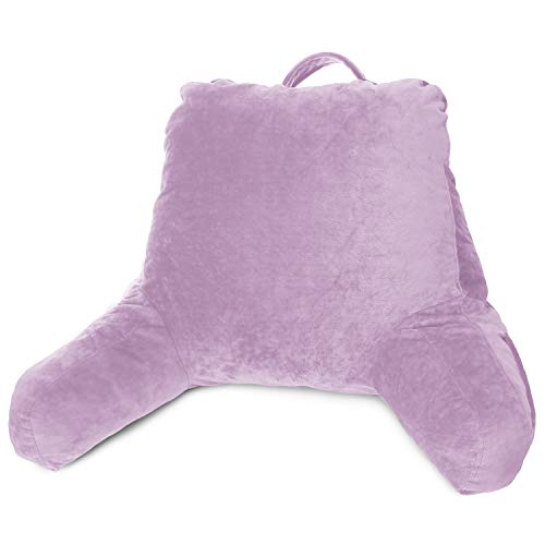 Clara Clark Reading Pillow For Kids, Back Pillow For Sitting In Bed - Shredded Memory Foam Reading & Bed Rest Pillow With Arms And Pockets - Bed Pillows For Sitting Up In Bed - Petite, Light Purple #TOP20