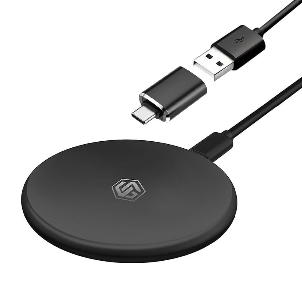 UNIGEN® UNIPAD 200 Wireless Charger, 15W Qi Fast Wireless Charging Pad [USB A to C Cable] Compatible with All Wireless Compatible Smartphones & Earbuds-Black-image-25