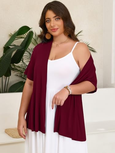 Image of LARACE Short Sleeve Cardigans for Womens Summer Tops Casual Plus Size Open Front Lightweight Cover Up