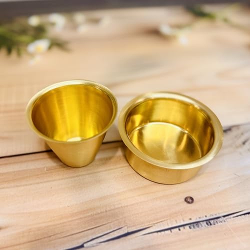 Image of Brass Coffee Dabara Set | Traditional South Indian Style | Handcrafted Brass Finish | Filter Kaapi Serving Tableware | Kitchen Drinkware Set of 2 Dabara