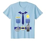 Police Officer Shirt for Kids Boys Girls Cop Uniform T-Shirt, Youth, Baby Blue, Small