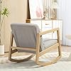 HOMCOM Mecedora Tapizada en Borreguito Silla Mecedora con Patas de Madera de Caucho y Reposabrazos Sillón Relax Carga 150 kg para Dormitorio Salón Gris #5