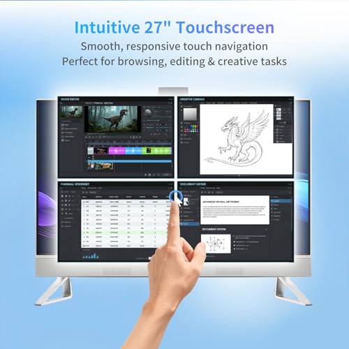 Image of Dell 2025 27 inch All-in-One Desktop Computer, 27-inch FHD IPS Touchscreen, Intel 10-Core 7-150U, NVIDIA GeForce MX570A, 64GB RAM, 2TB SSD, Wi-Fi 6E, IR Web Camera, Windows 11 Pro, with Redragon Accessory