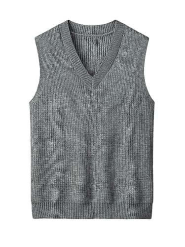 Men's Winter V-Neck Knitwear Thick Solid Color Loose Knitwear Knitwear Vest